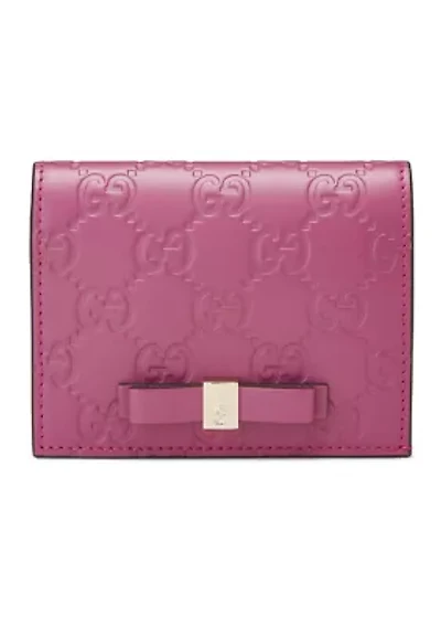 Gucci Pink Guccissima Bow Bifold Wallet - FINAL SALE, NO RETURNS