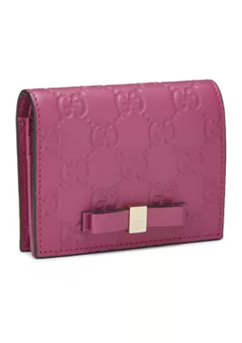 Gucci Pink Guccissima Bow Bifold Wallet - FINAL SALE, NO RETURNS