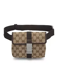 Gucci Brown Canvas Buckle Flap Belt Bag Small - FINAL SALE, NO RETURNS