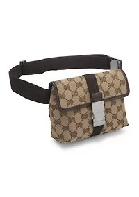Gucci Brown Canvas Buckle Flap Belt Bag Small - FINAL SALE, NO RETURNS