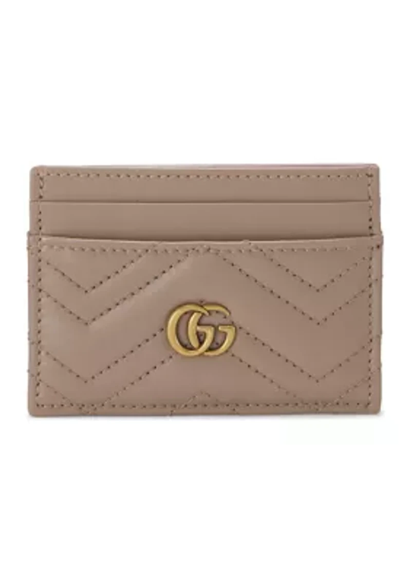 Gucci Beige Leather Marmont Card Case - FINAL SALE, NO RETURNS