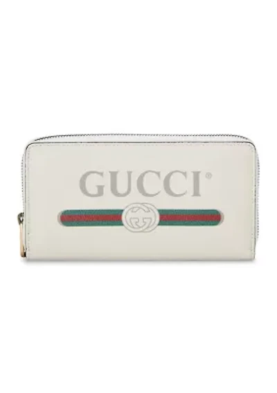 Gucci White Leather Logo Pring Wallet - FINAL SALE, NO RETURNS
