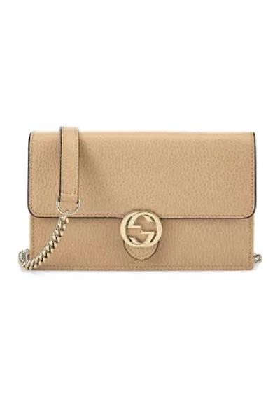 Gucci Beige Leather Interlocking Chain Wallet Small - FINAL SALE, NO RETURNS