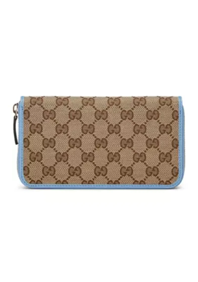 Gucci Blue Canvas Zip Around Wallet - FINAL SALE, NO RETURNS