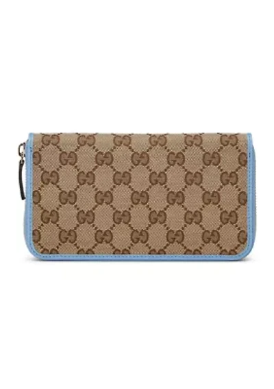 Gucci Blue Canvas Zip Around Wallet - FINAL SALE, NO RETURNS
