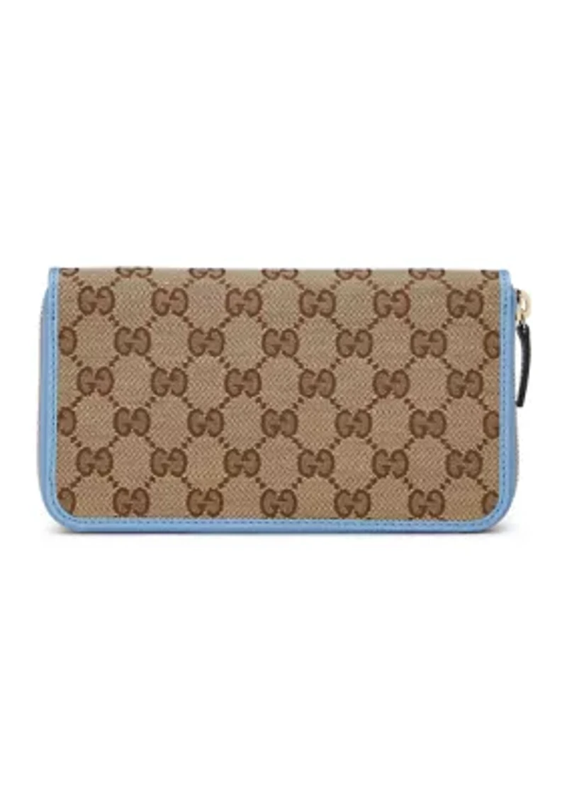 Gucci Blue Canvas Zip Around Wallet - FINAL SALE, NO RETURNS