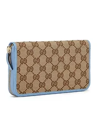 Gucci Blue Canvas Zip Around Wallet - FINAL SALE, NO RETURNS