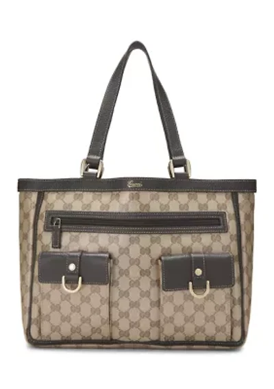 Gucci Brown Crystal Canvas Abbey Pocket Tote - FINAL SALE, NO RETURNS