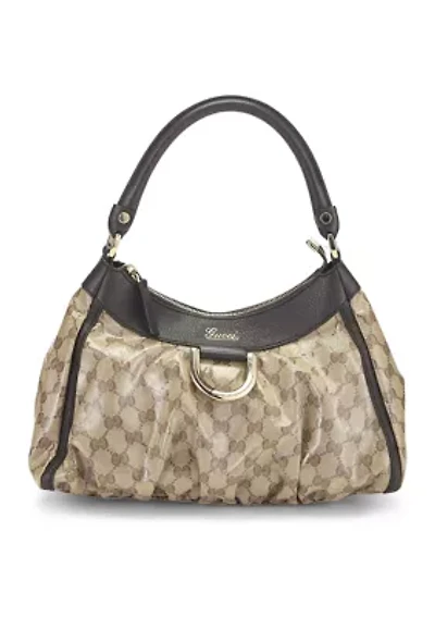 Gucci Brown Crystal Canvas D Ring Abbey Small Shoulder Bag - FINAL SALE, NO RETURNS