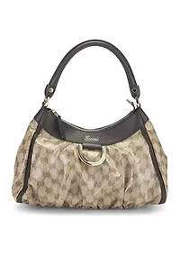 Gucci Brown Crystal Canvas D Ring Abbey Small Shoulder Bag - FINAL SALE, NO RETURNS