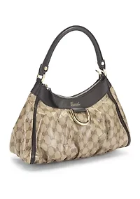 Gucci Brown Crystal Canvas D Ring Abbey Small Shoulder Bag - FINAL SALE, NO RETURNS
