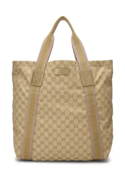Gucci Gold Canvas Flat Web Tote - FINAL SALE, NO RETURNS