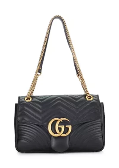 Gucci Black Leather GG Marmont Matelassé Shoulder Bag Small - FINAL SALE, NO RETURNS