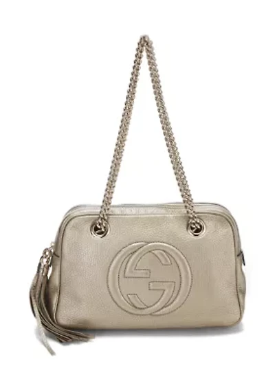 Gucci Grey Metallic Leather Soho Chain Shoulder - FINAL SALE, NO RETURNS