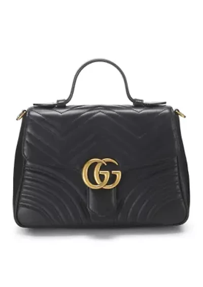 Gucci Black Leather GG Marmont Top Handle Flap Bag Mini - FINAL SALE, NO RETURNS