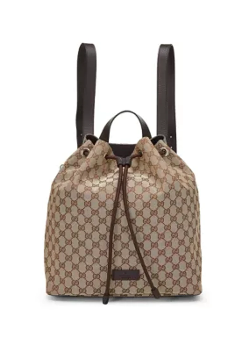 Gucci Brown Canvas Drawstring Backpack - FINAL SALE, NO RETURNS