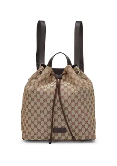 Gucci Brown Canvas Drawstring Backpack - FINAL SALE, NO RETURNS