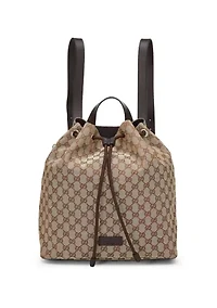 Gucci Brown Canvas Drawstring Backpack - FINAL SALE, NO RETURNS