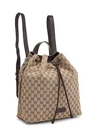 Gucci Brown Canvas Drawstring Backpack - FINAL SALE, NO RETURNS