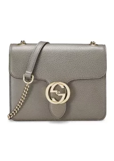 Gucci Grey Leather Interlocking Crossbody Small - FINAL SALE, NO RETURNS