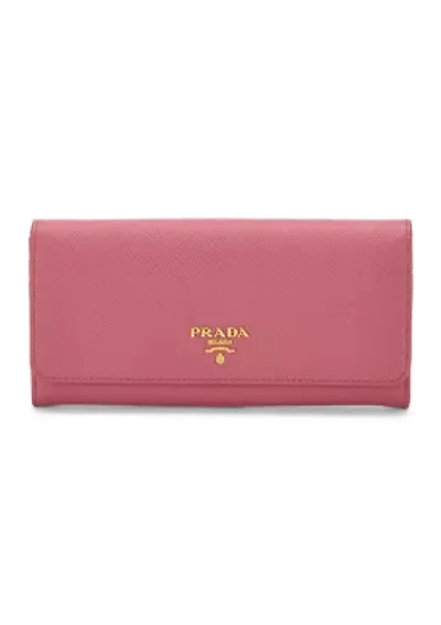 Prada Pink Saffiano Continental Wallet - FINAL SALE, NO RETURNS