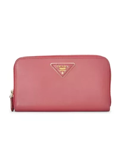 Prada Pink Saffiano Zip Around Wallet - FINAL SALE, NO RETURNS