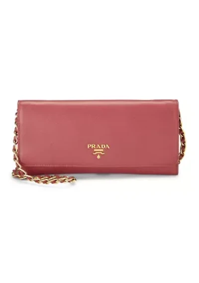 Prada Pink Saffiano Leather Wallet On Chain - FINAL SALE, NO RETURNS