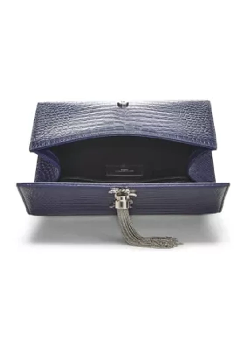 Yves Saint Laurent Navy Embossed Kate Tassel Chain Crossbody Bag - FINAL SALE, NO RETURNS