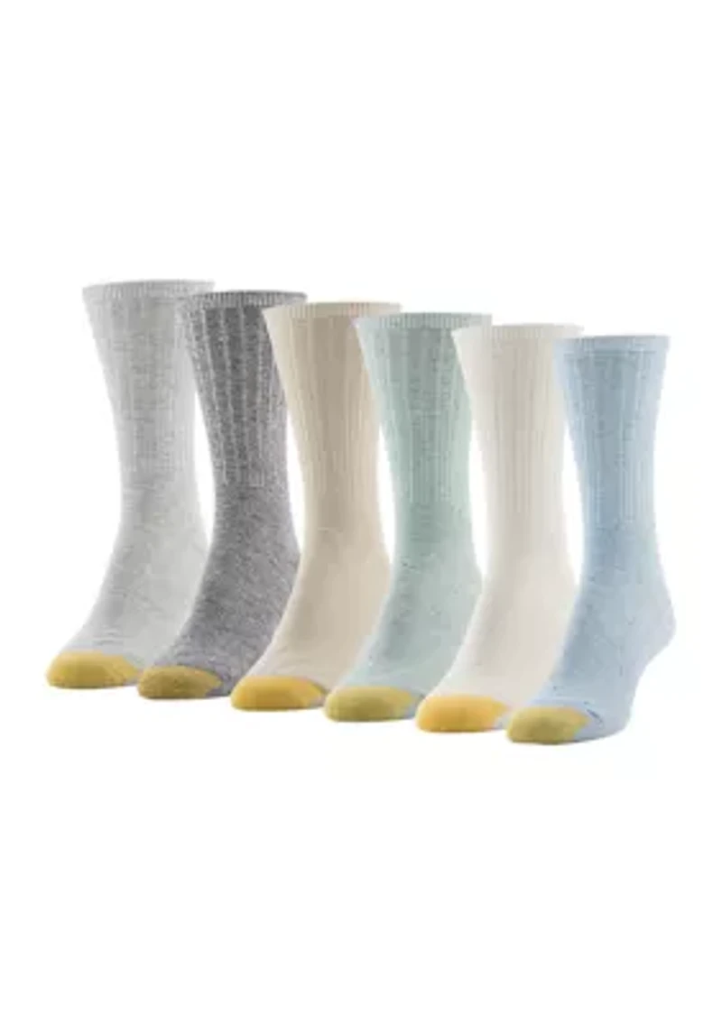 Ribbed Crew Socks - 6 Pack