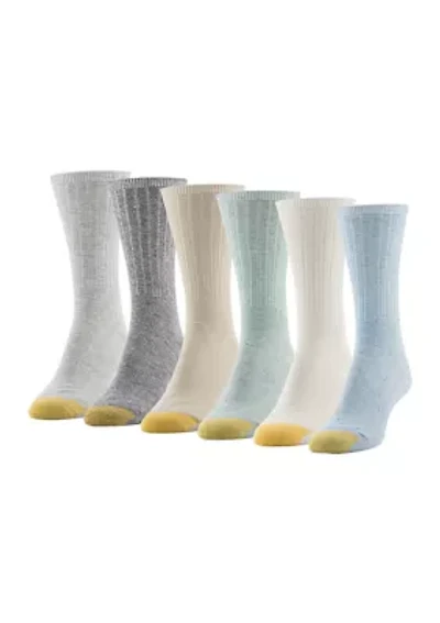 Ribbed Crew Socks - 6 Pack
