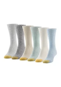 Ribbed Crew Socks - 6 Pack