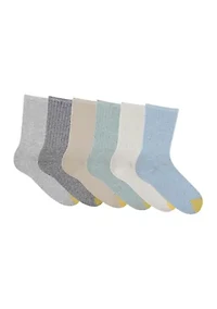 Ribbed Crew Socks - 6 Pack