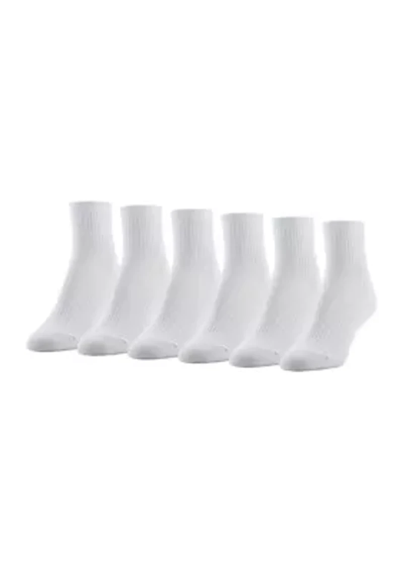 Simple Rib Knit Quarter Socks - Set of 6