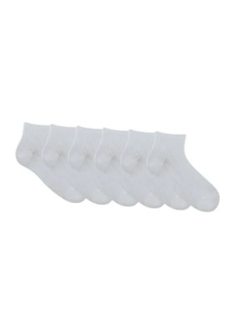 Simple Rib Knit Quarter Socks - Set of 6
