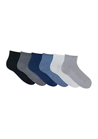 Simple Rib Knit Quarter Socks - Set of 6