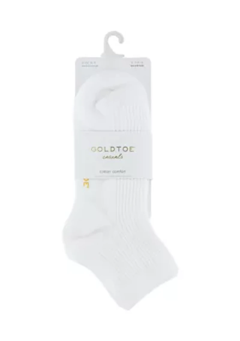 Simple Rib Knit Quarter Socks - Set of 6