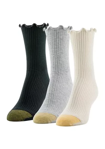 3 Pack Sparkle Lettuce Edge Midi Socks