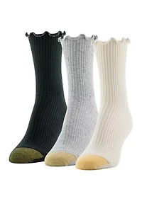 3 Pack Sparkle Lettuce Edge Midi Socks