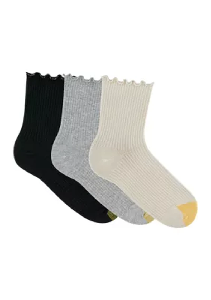 3 Pack Sparkle Lettuce Edge Midi Socks