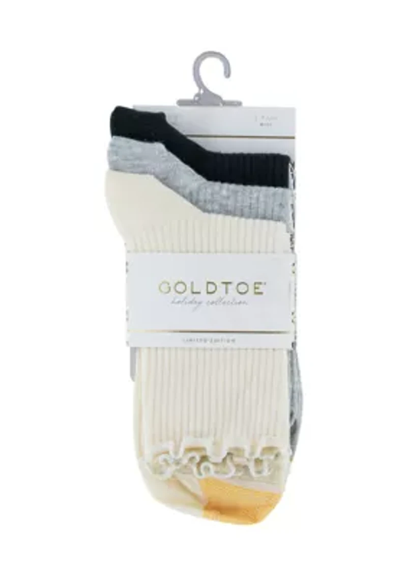 3 Pack Sparkle Lettuce Edge Midi Socks