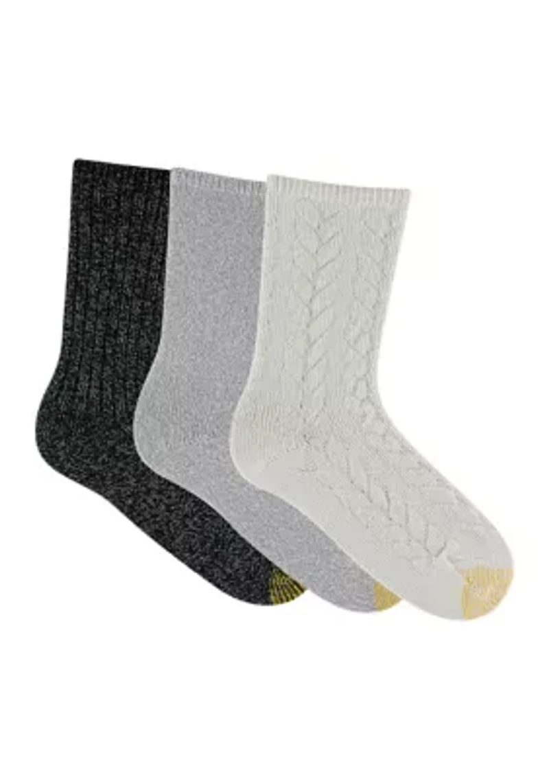 3 Pack Chunky Cable Crew Socks