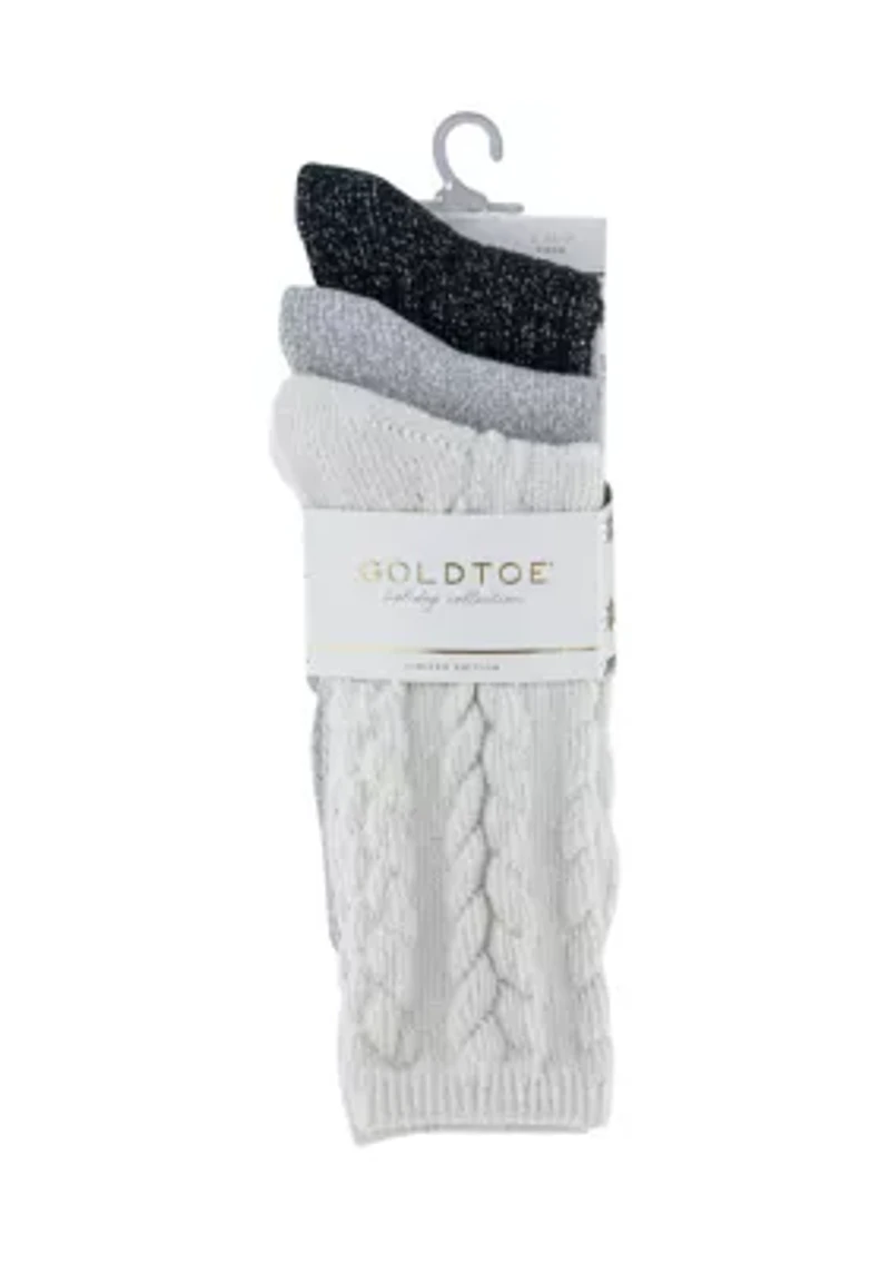 3 Pack Chunky Cable Crew Socks