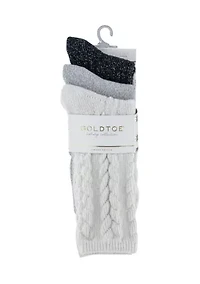 3 Pack Chunky Cable Crew Socks