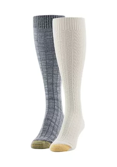 2 Pack Cable Knee High Socks