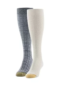 2 Pack Cable Knee High Socks