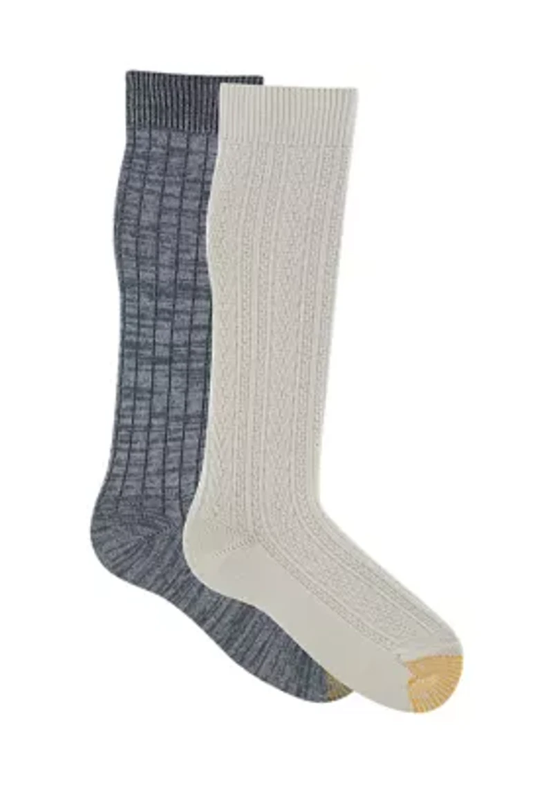 2 Pack Cable Knee High Socks