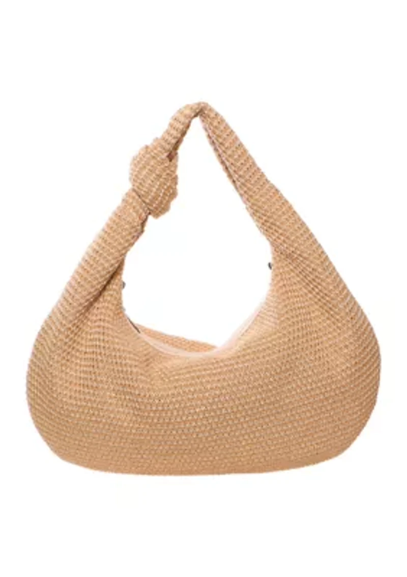 Straw Knotted Hobo Bag