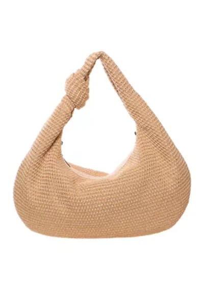 Straw Knotted Hobo Bag