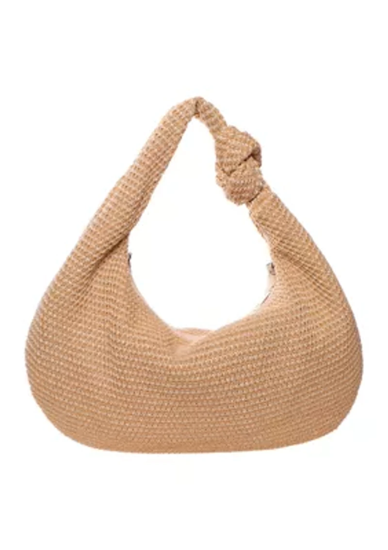 Straw Knotted Hobo Bag