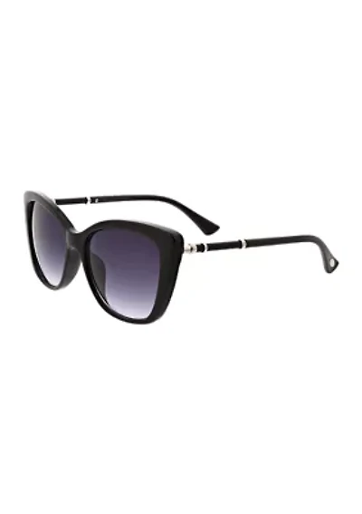 Glam Pointed Cat Eye Sunglasses with Metal Accents